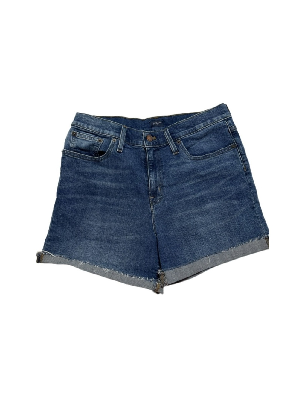 J. Crew Classic Raw Hem Dark Wash Blue Jean Shorts 4” Inseam Size 29